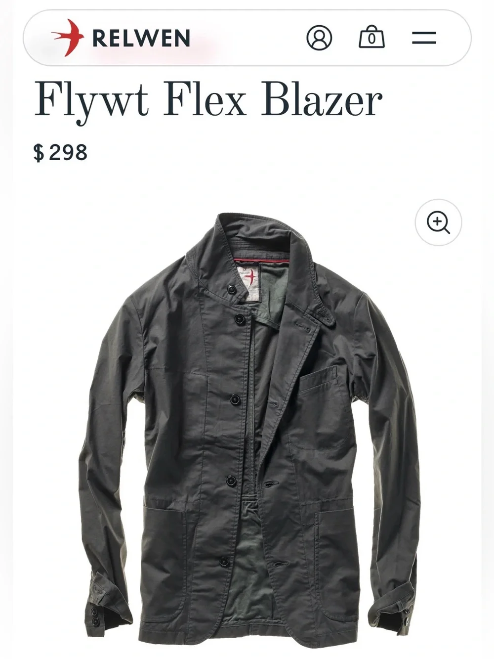 Relwen Flywt Flex Blazer - Large Charcoal Gray - Picture 1 of 7